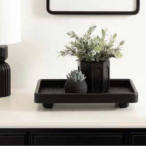 Kate And Laurel Planche Decorative Footed Woven Rattan Tray